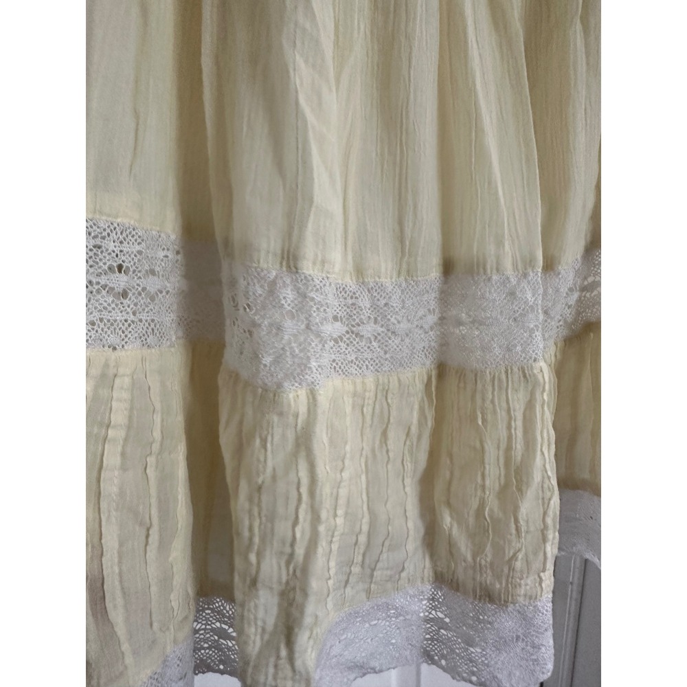 Aerie Yellow Eyelet Lace Tiered Mini Dress Spaghetti Strap Cottagecore Sundress - Picture 5 of 6